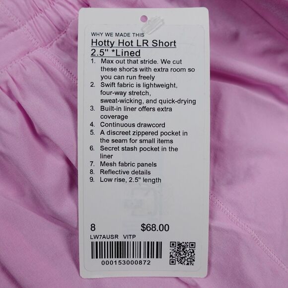 New Lululemon Size 8 Hotty Hot Low Rise LR Lined Short 2.5" VITP Vita Pink - Picture 8 of 8